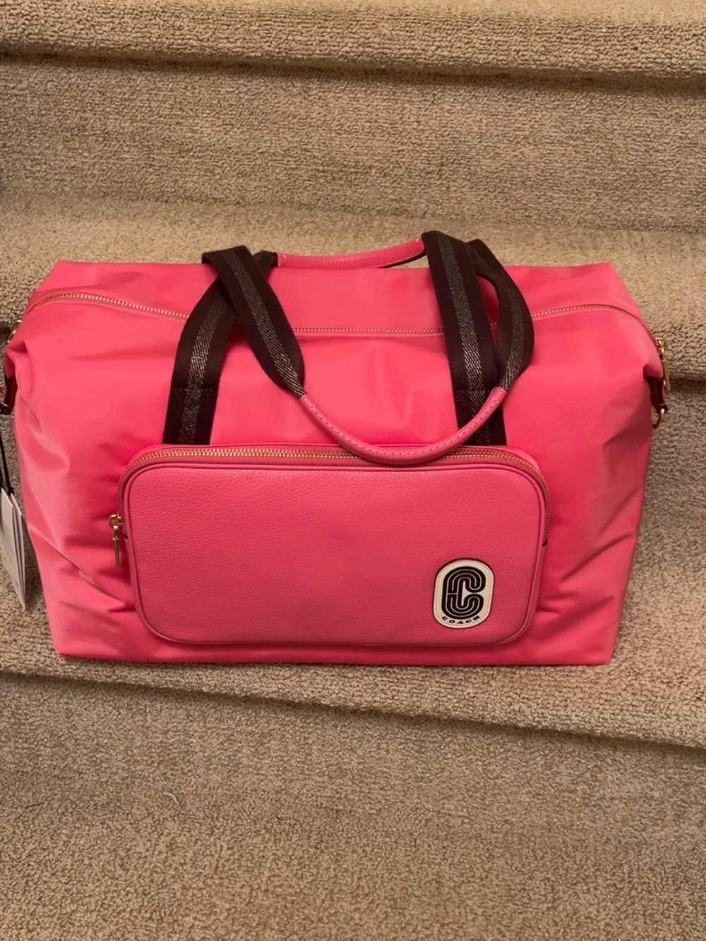 Coach Pink Travel Duffel with Front Zip Pocket